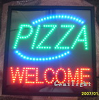 LED Sign with Pizza Welcome